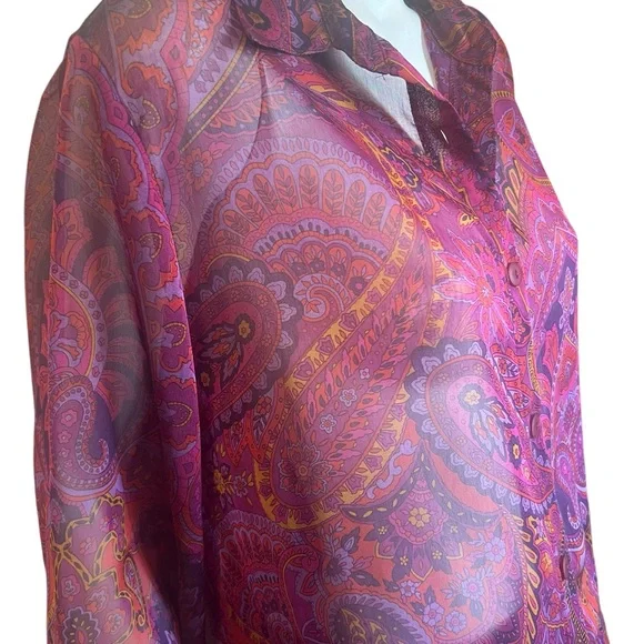 Vintage Barbara Lesser  Sheer Tunic Blouse Size XL - Picture 6 of 9